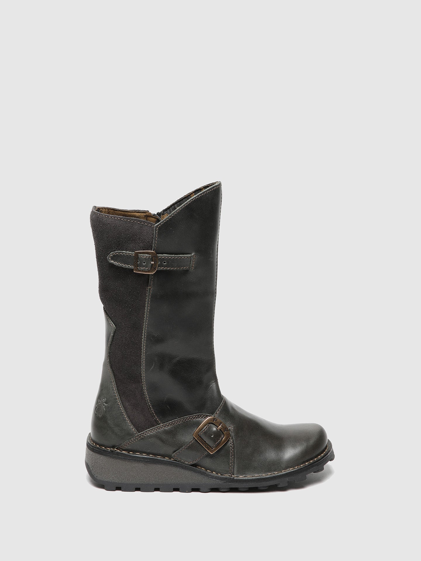 Fly London Gray Buckle Boots